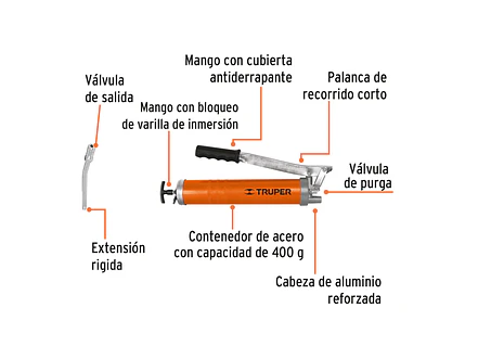 Inyector de grasa 14 oz, 8000 PSI Truper 14860 - Foto 2 | aztools.co