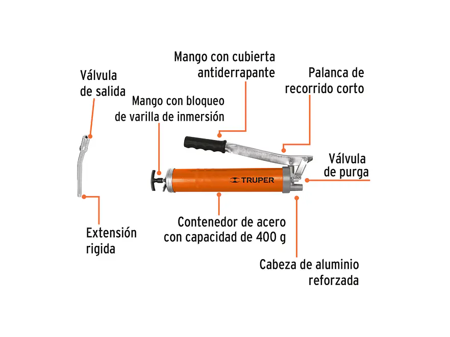 Inyector de grasa 14 oz, 8000 PSI Truper 14860 - Foto 2 | aztools.co