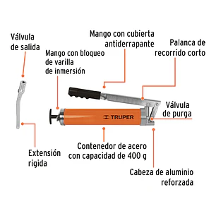 Inyector de grasa 14 oz, 6000 PSI Truper 14859