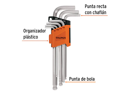 Juego de llaves bristol, extralargas, 7 piezas Truper 15551 - Foto 2 | aztools.co