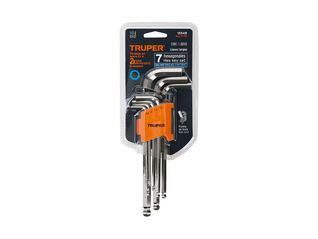 Juego de 7 llaves bristol extralargas métricas con organizador Truper 15548 - Foto 5 | aztools.co