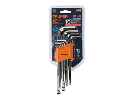 Juego de 10 llaves bristol, punta bola, largas, en pulgadas Truper 13643 - Foto 4 | aztools.co