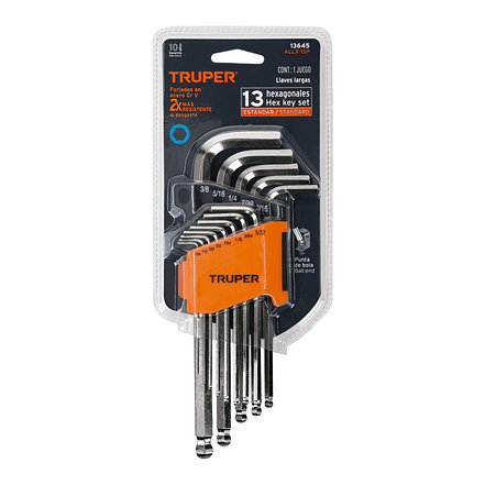 Juego de 13 llaves bristol, punta bola, largas, en pulgadas Truper 13645 5