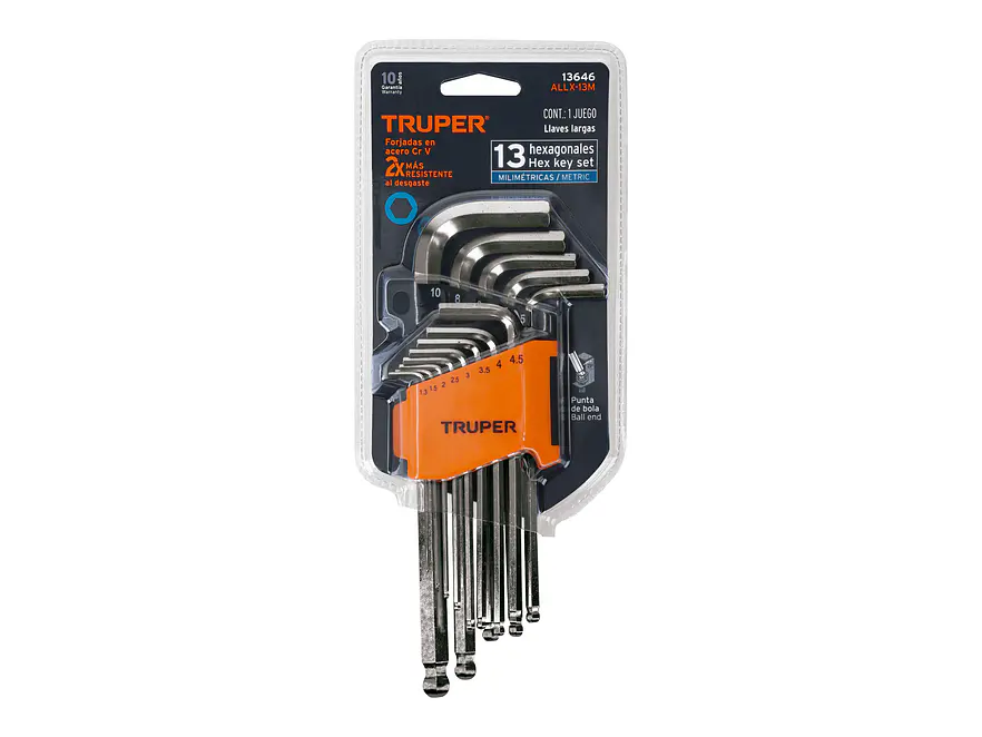 Juego de 13 llaves bristol, punta bola, largas, métricas Truper 13646 - Foto 5 | aztools.co