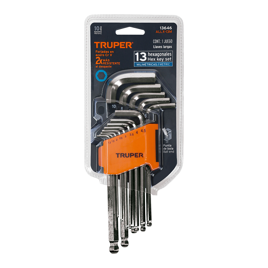 Juego de 13 llaves bristol, punta bola, largas, métricas Truper 13646 - Foto 5 | aztools.co
