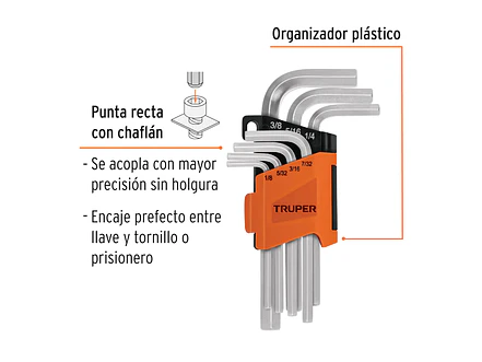 Juego de 7 llaves bristol en pulgadas con organizador Truper 15533 - Foto 2 | aztools.co