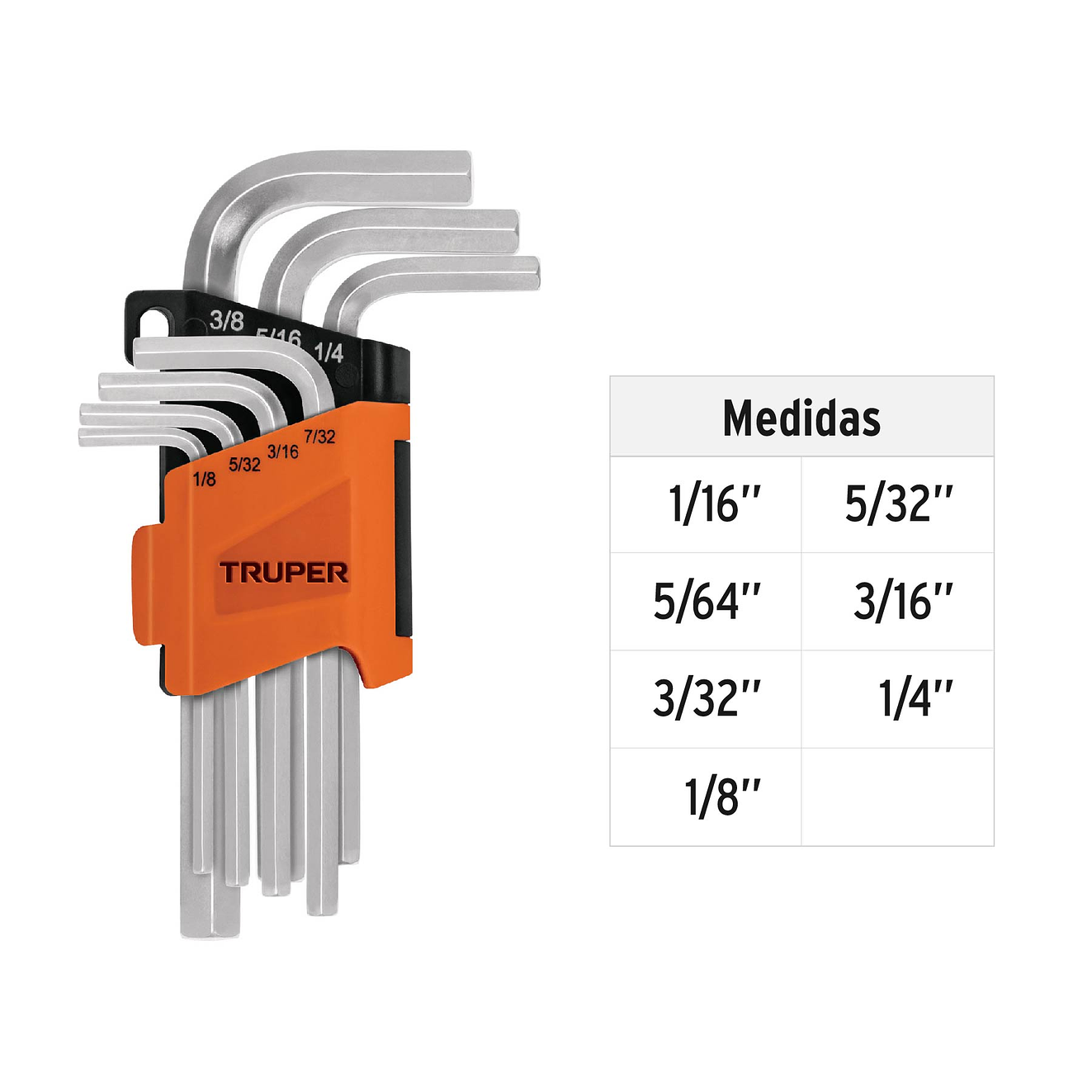 Juego de 7 llaves bristol en pulgadas con organizador Truper 15533 3