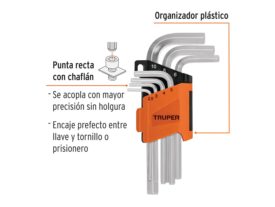 Juego de 7 llaves bristol métricas con organizador Truper 15530 - Foto 2 | aztools.co
