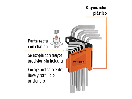 Juego de 10 llaves bristol en pulgadas con organizador Truper 15539 - Foto 2 | aztools.co