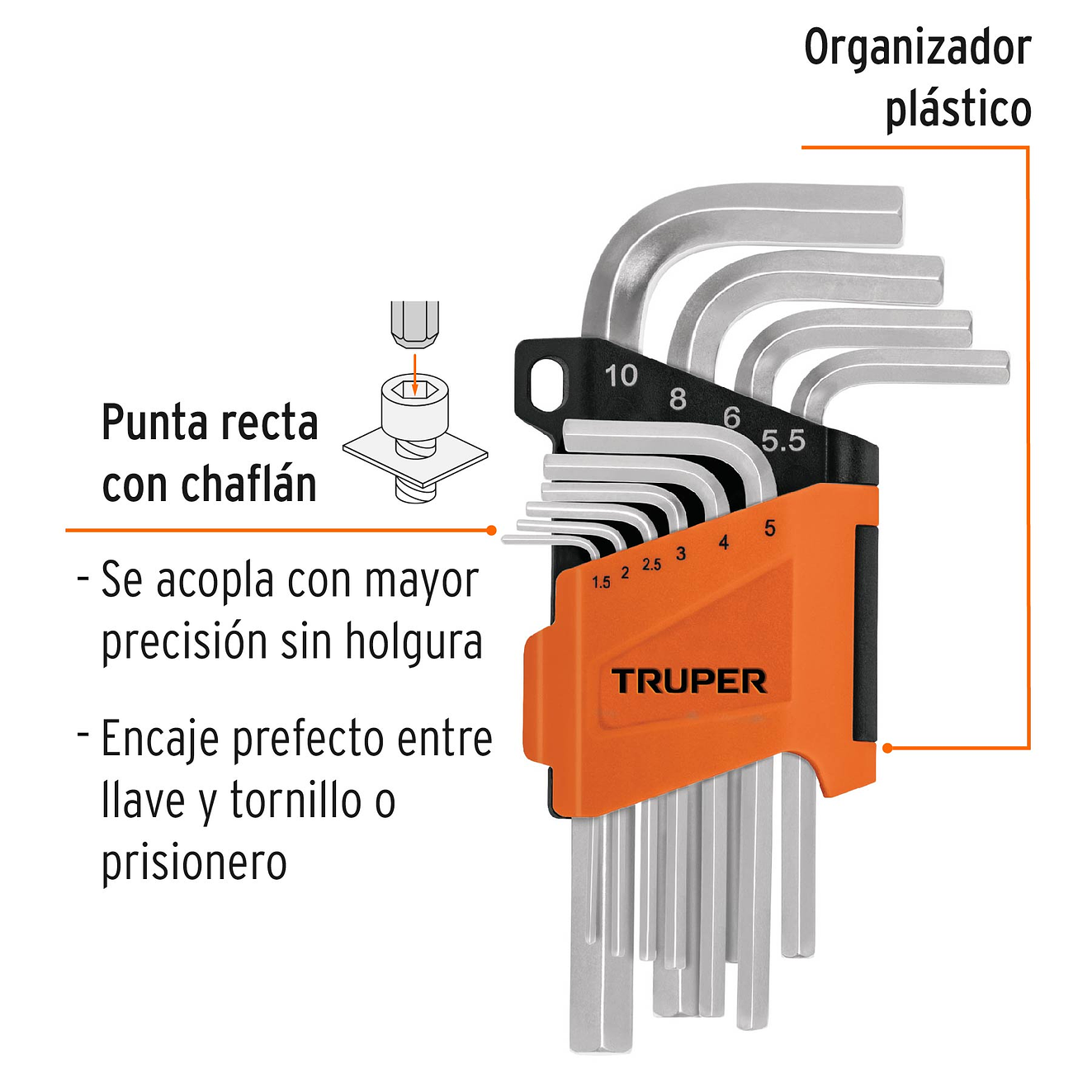 Juego de 10 llaves bristol métricas con organizador Truper 15536 2