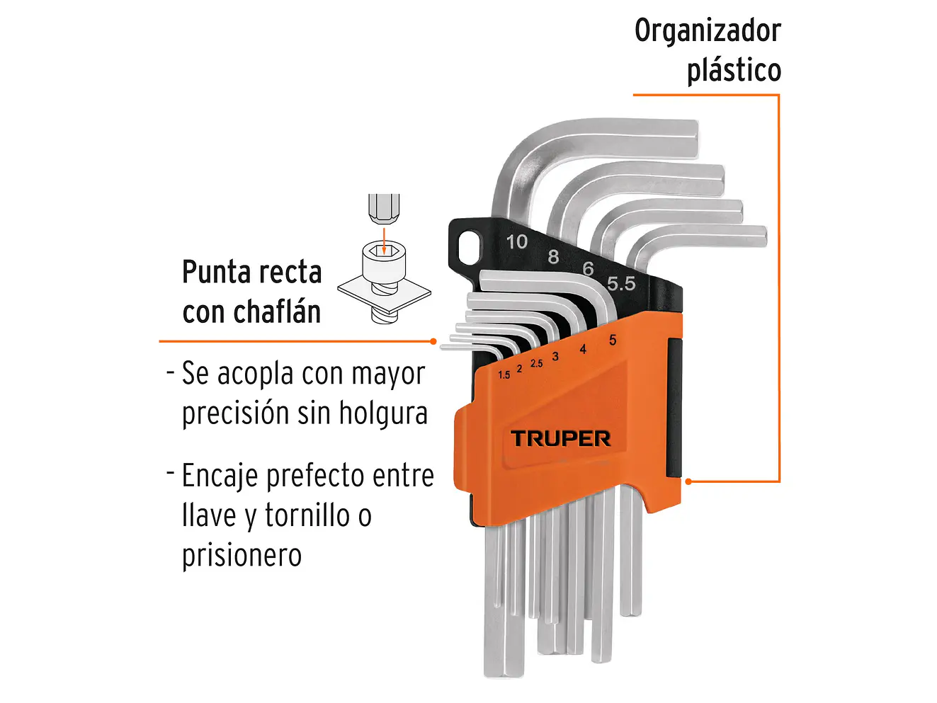 Juego de 10 llaves bristol métricas con organizador Truper 15536 - Foto 2 | aztools.co