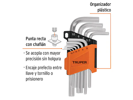 Juego de 10 llaves bristol métricas con organizador Truper 15536 - Foto 2 | aztools.co