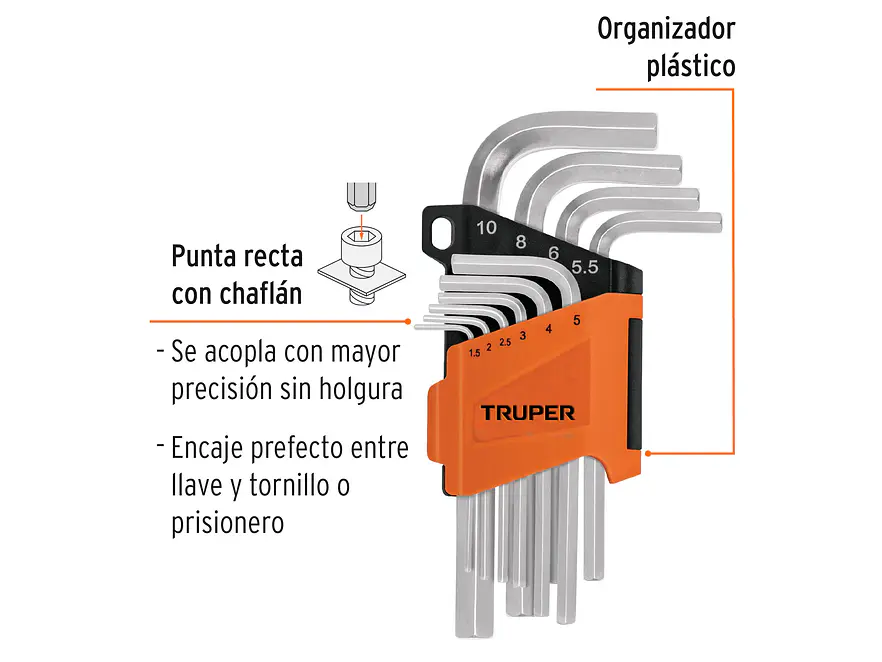 Juego de 10 llaves bristol métricas con organizador Truper 15536 - Foto 2 | aztools.co