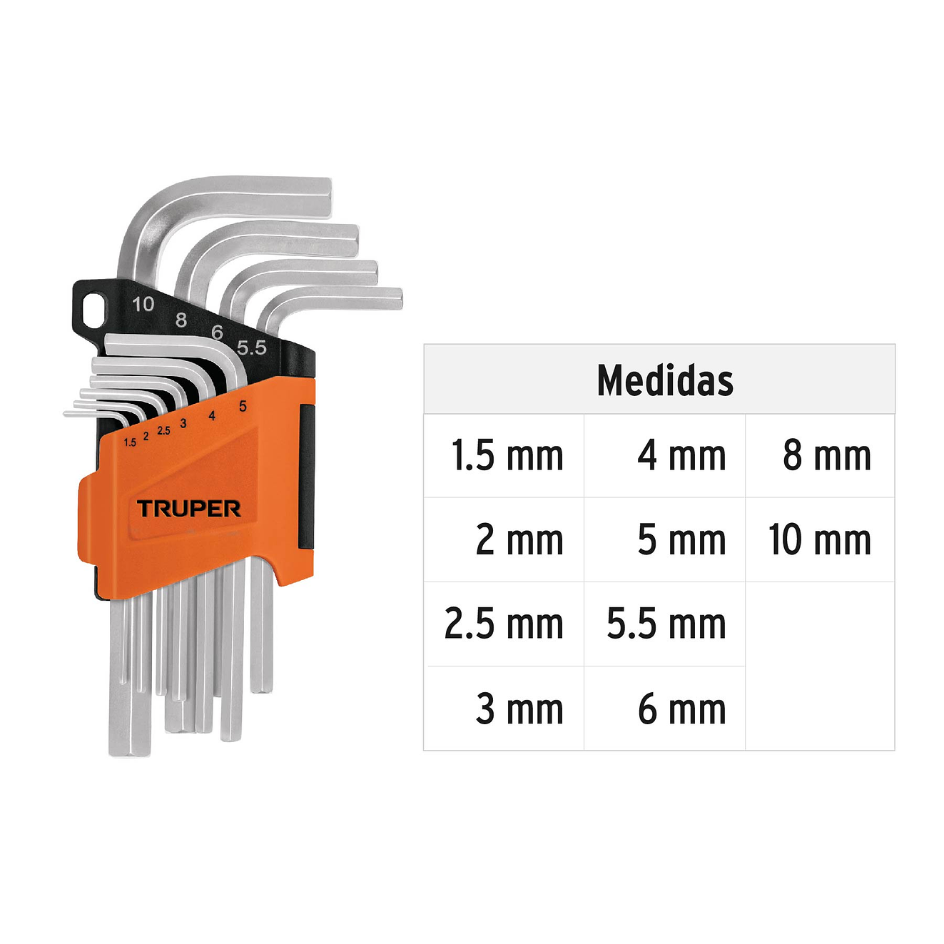 Juego de 10 llaves bristol métricas con organizador Truper 15536 3