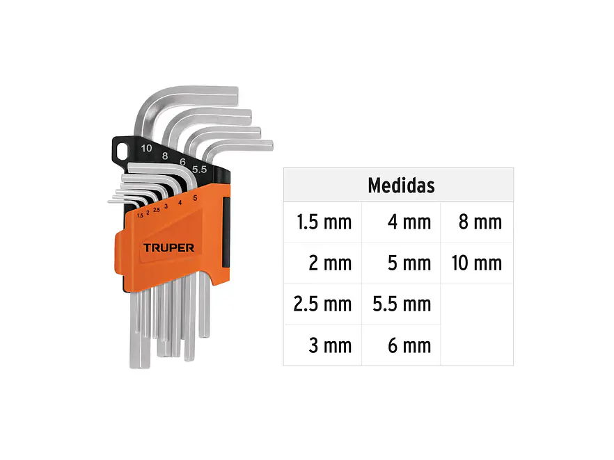 Juego de 10 llaves bristol métricas con organizador Truper 15536 - Foto 3 | aztools.co