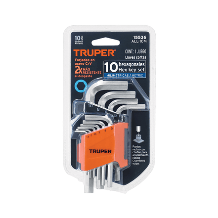 Juego de 10 llaves bristol métricas con organizador Truper 15536 4