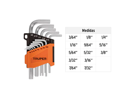 Juego de 13 llaves bristol en pulgadas con organizador Truper 15545 - Foto 3 | aztools.co