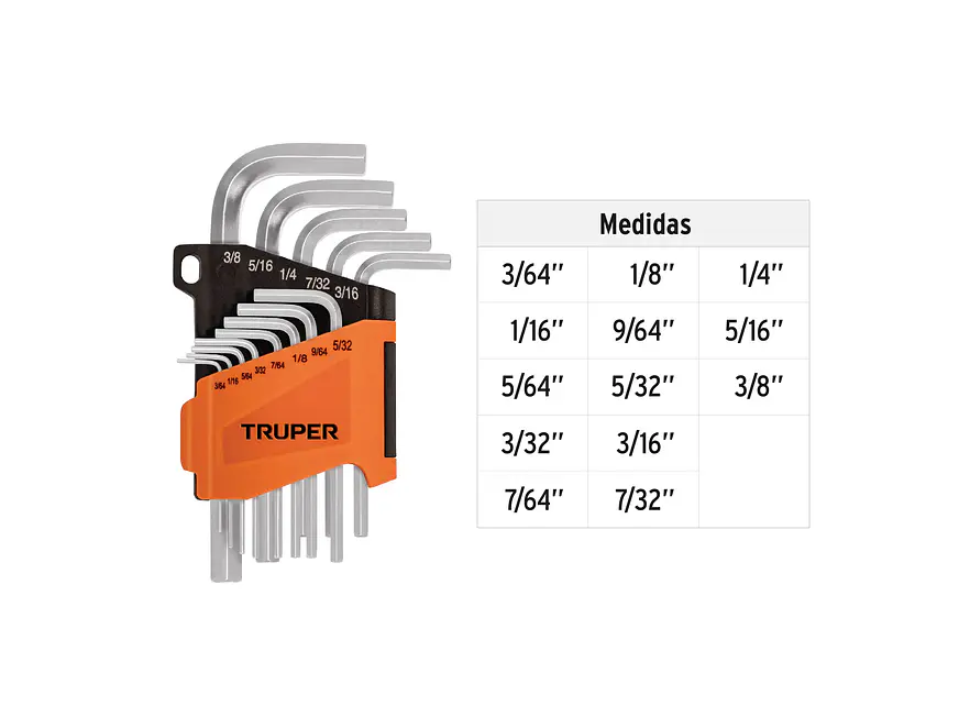 Juego de 13 llaves bristol en pulgadas con organizador Truper 15545 - Foto 3 | aztools.co