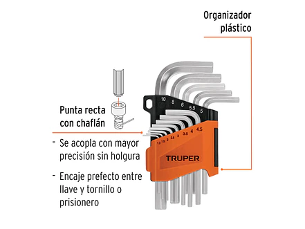 Juego de 13 llaves bristol métricas con organizador Truper 15542 - Foto 2 | aztools.co