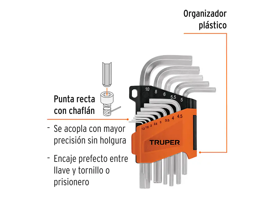 Juego de 13 llaves bristol métricas con organizador Truper 15542 - Foto 2 | aztools.co