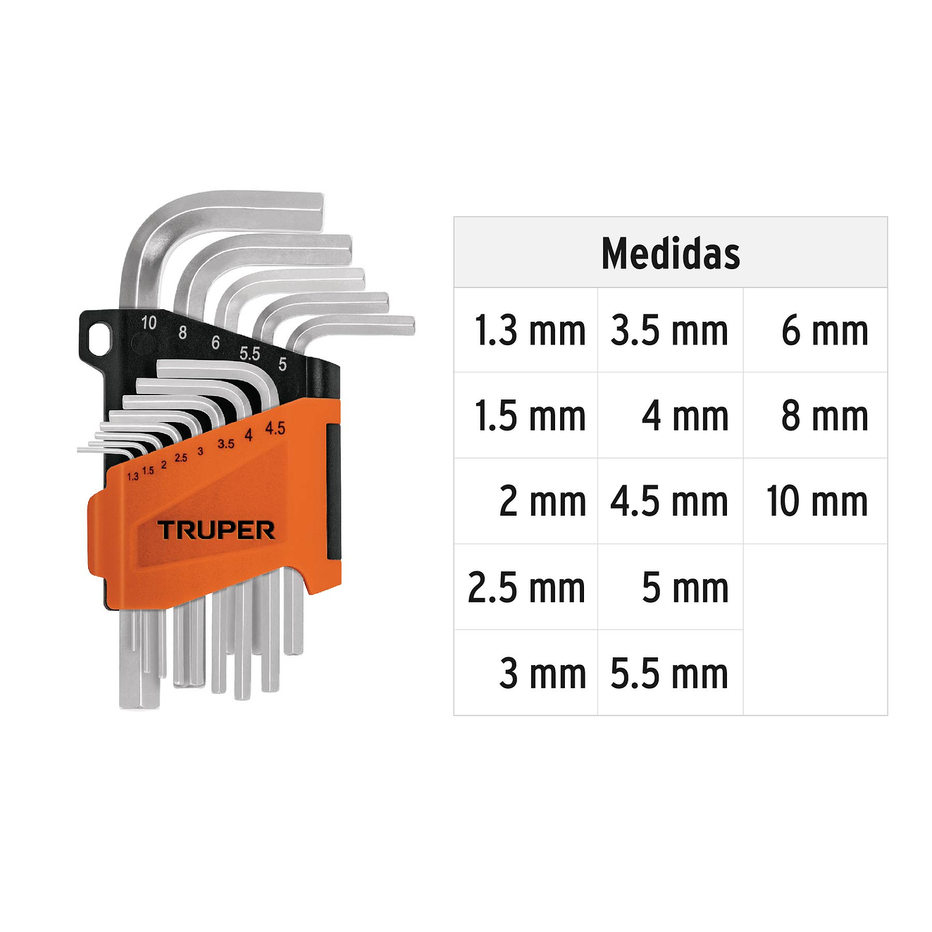 Juego de 13 llaves bristol métricas con organizador Truper 15542 3