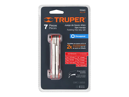 Juego 7 llaves bristol en pulgadas tipo navaja, cuerpo de lámina Truper 15560 - Foto 4 | aztools.co
