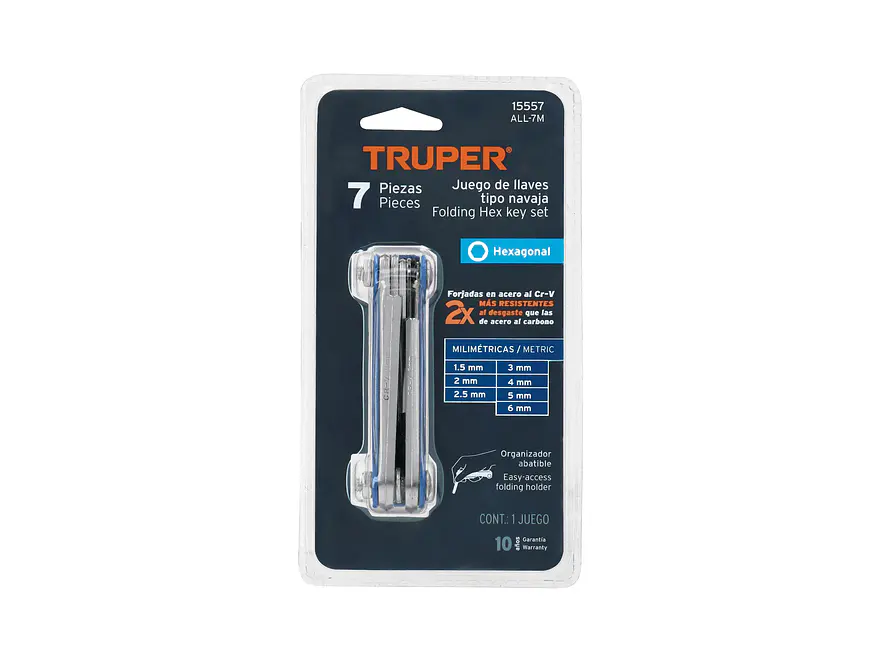 Juego de 7 llaves bristol, tipo navaja, métricas Truper 15557 - Foto 4 | aztools.co