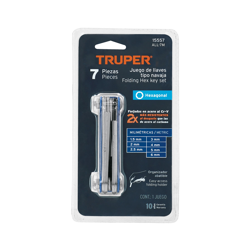 Juego de 7 llaves bristol, tipo navaja, métricas Truper 15557 - Foto 4 | aztools.co