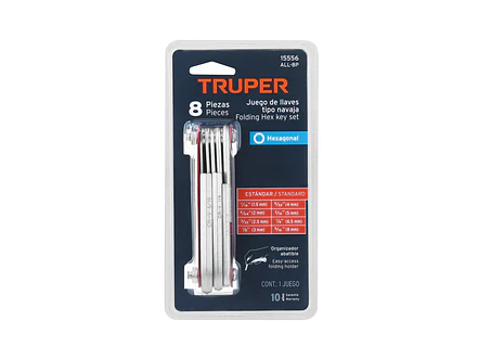 Juego 8 llaves bristol en pulgadas tipo navaja, cuerpo de lámina Truper 15556 - Foto 2 | aztools.co