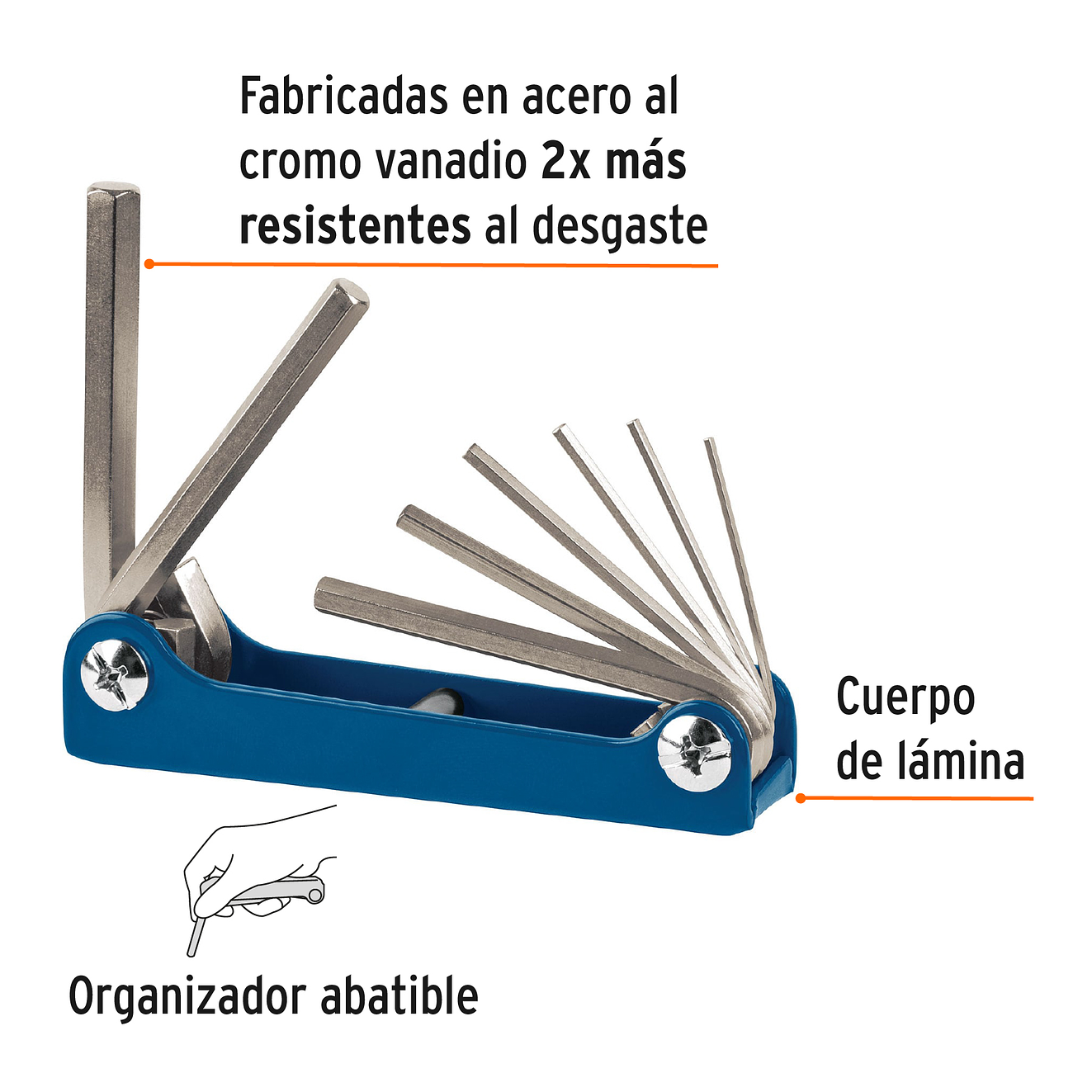 Juego de 8 llaves bristol, tipo navaja, métricas Truper 15555 2