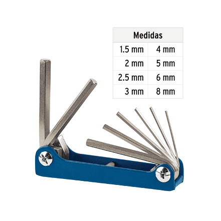Juego de 8 llaves bristol, tipo navaja, métricas Truper 15555 3