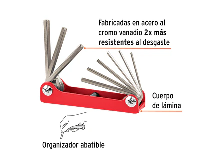 Juego de 9 llaves bristol, tipo navaja, cuerpo de lámina, std Truper 15566 - Foto 2 | aztools.co