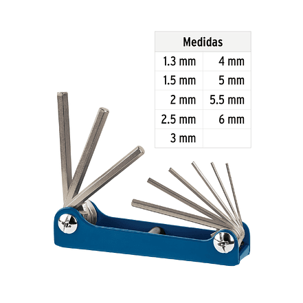 Juego de 9 llaves bristol, tipo navaja, cuerpo de lámina, mm Truper 15563 3