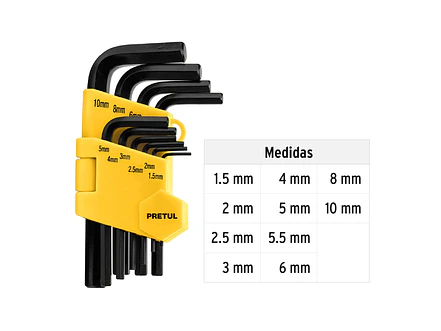 Juego de 10 llaves bristol métricas c/organizador, Pretul 21855 - Foto 3 | aztools.co