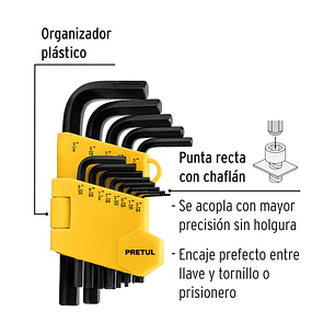 Juego de 13 llaves bristol en pulgadas con organizador, Pretul 21856