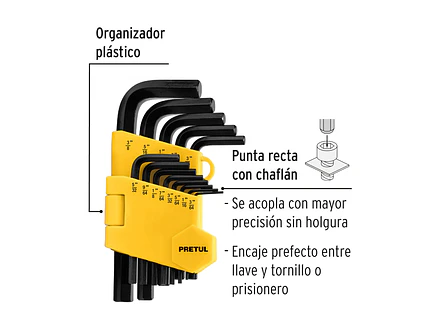 Juego de 13 llaves bristol en pulgadas con organizador, Pretul 21856 - Foto 2 | aztools.co