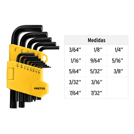Juego de 13 llaves bristol en pulgadas con organizador, Pretul 21856 3