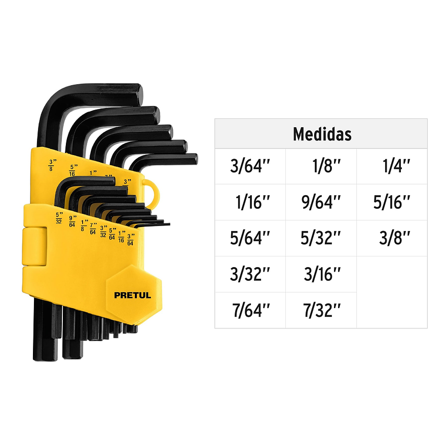 Juego de 13 llaves bristol en pulgadas con organizador, Pretul 21856 - Foto 3 | aztools.co
