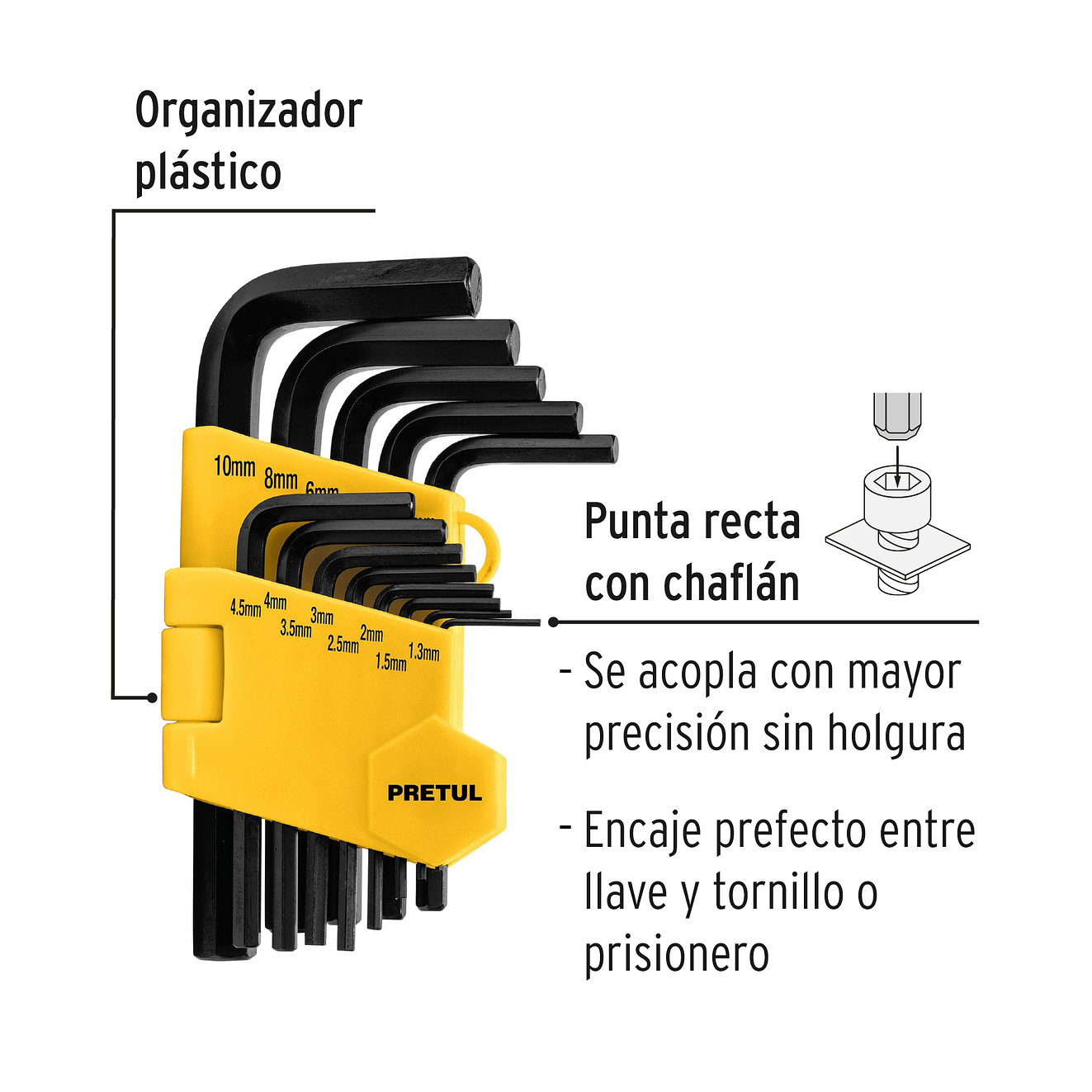 Juego de 13 llaves bristol métricas c/organizador, Pretul 21857 2