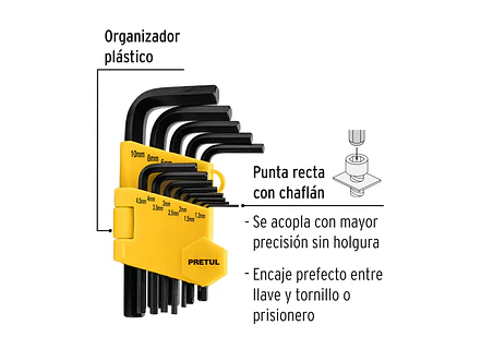 Juego de 13 llaves bristol métricas c/organizador, Pretul 21857 - Foto 2 | aztools.co
