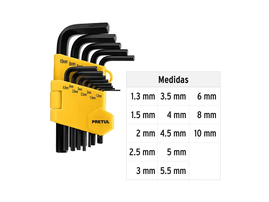 Juego de 13 llaves bristol métricas c/organizador, Pretul 21857 - Foto 3 | aztools.co