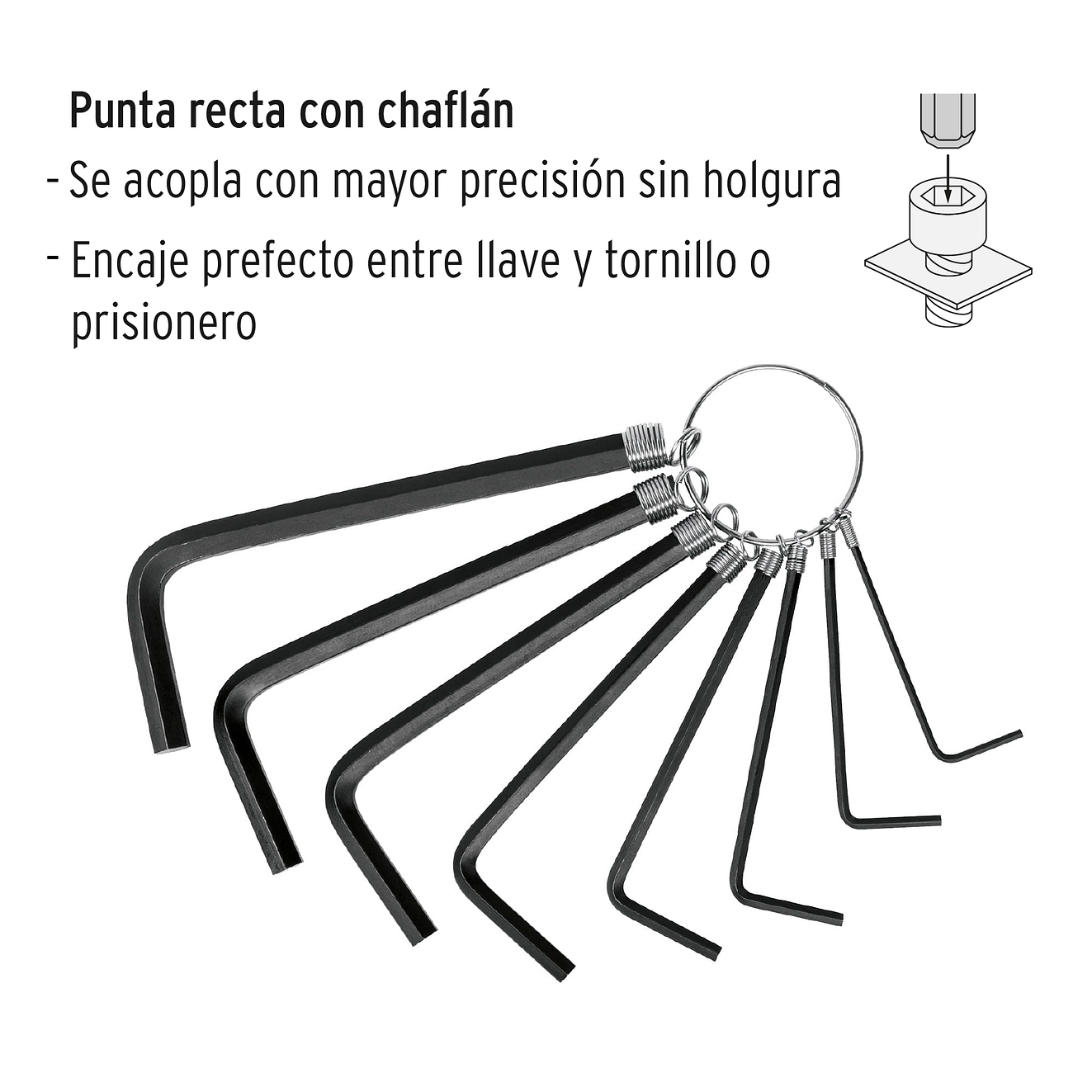 Juego de 8 llaves bristol tipo llavero, en pulgadas, Pretul 21850 2