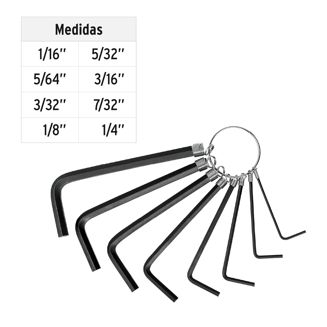 Juego de 8 llaves bristol tipo llavero, en pulgadas, Pretul 21850 3
