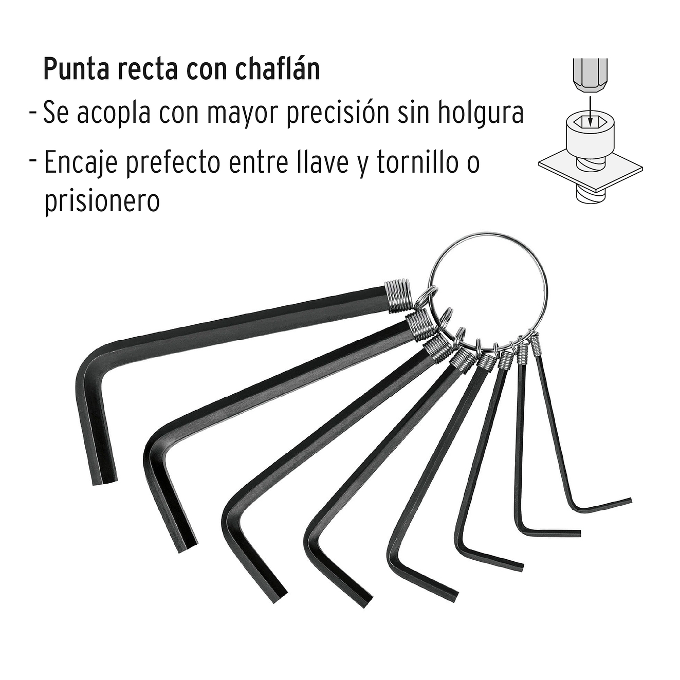 Juego de 8 llaves bristol tipo llavero, métricas, Pretul 21851 2