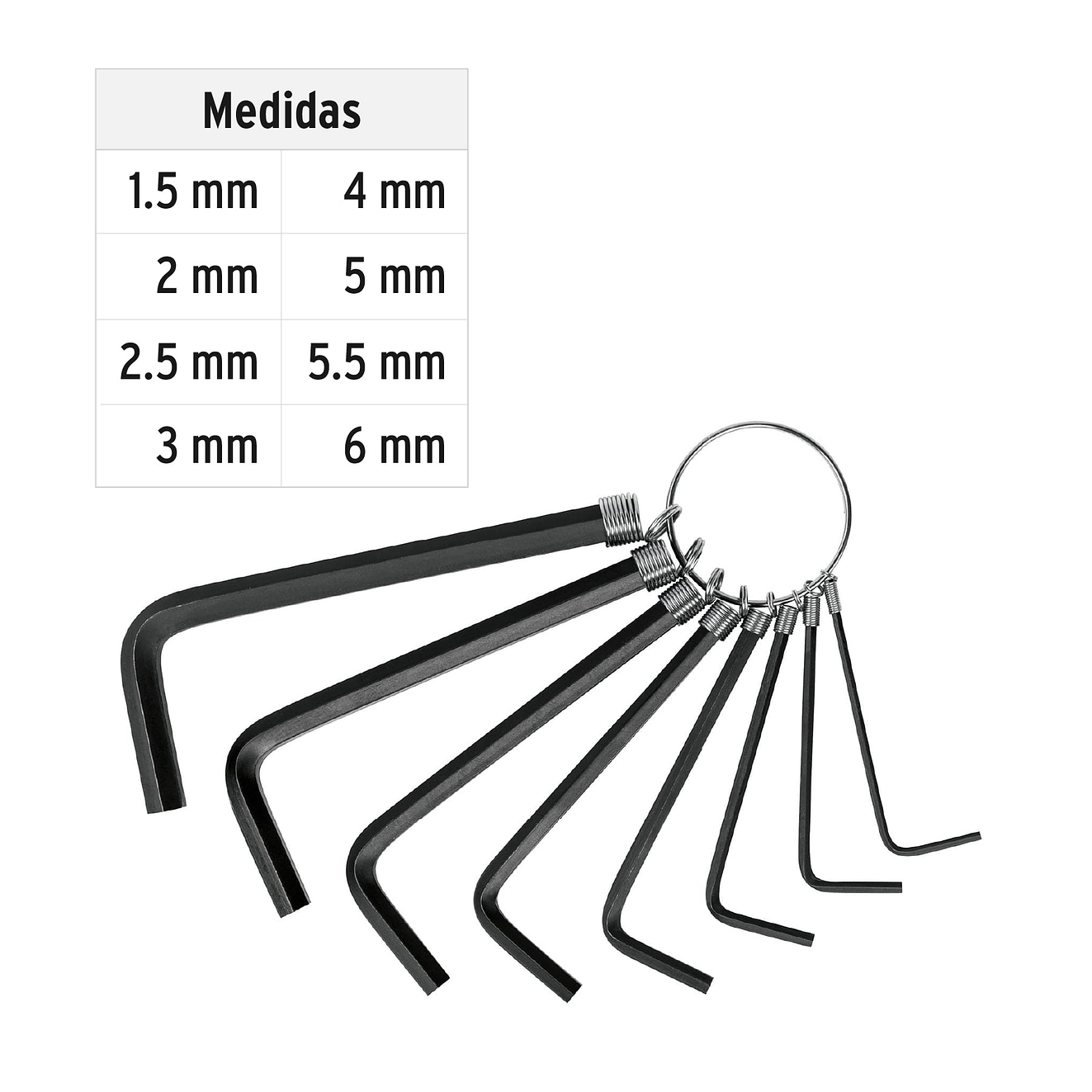 Juego de 8 llaves bristol tipo llavero, métricas, Pretul 21851 3