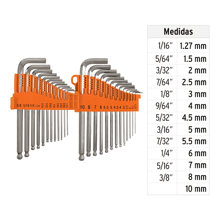 Juego de 25 Llaves Allen Truper 15572 3