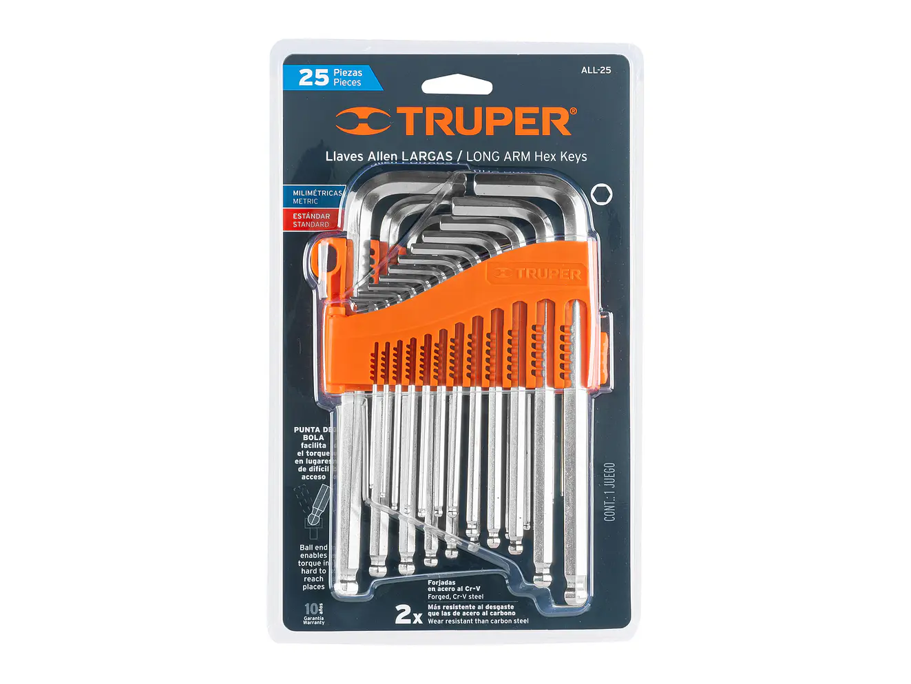 Juego de 25 Llaves Allen Truper 15572 - Foto 5 | aztools.co