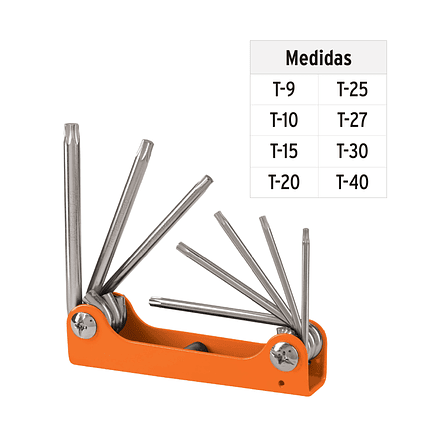 Juego de 8 llaves torx tipo navaja, cuerpo de lámina Truper 15569 3