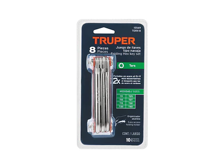 Juego de 8 llaves torx tipo navaja, cuerpo de lámina Truper 15569 - Foto 4 | aztools.co