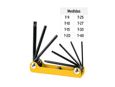 Juego de 8 llaves torx tipo navaja, cuerpo de lámina, Pretul 21395 - Foto 3 | aztools.co
